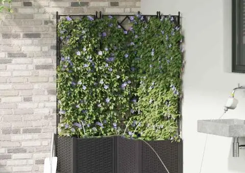 Ghivece de Grădină 1 buc Zăbrele Negru 80 x 80 x 142 cm Plastic - 1/5