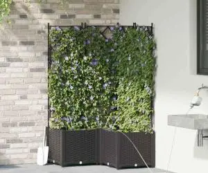 Ghivece de Grădină 1 buc Zăbrele Negru 80 x 80 x 142 cm Plastic