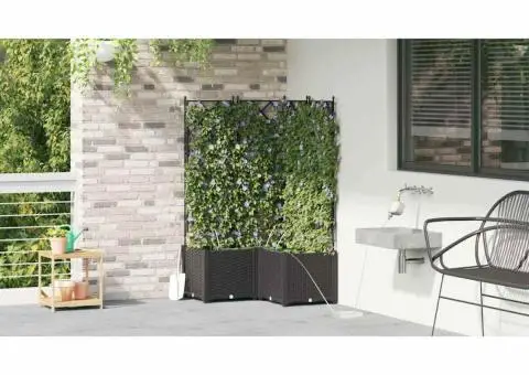 Ghivece de Grădină 1 buc Zăbrele Negru 80 x 80 x 142 cm Plastic - 4/5