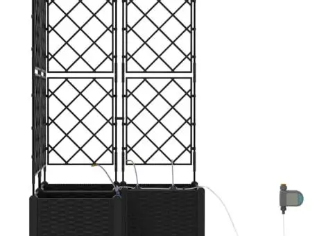 Ghivece de Grădină 1 buc Zăbrele Negru 80 x 80 x 142 cm Plastic - 5/5