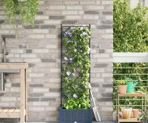 vidaXL Jardinieră de grădină cu spalier, gri, 40x40x125.5 cm