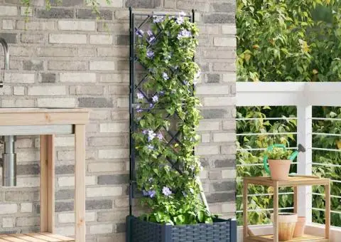 Jardinieră de grădină cu spalier, gri, 40x40x125.5 cm - 3/5