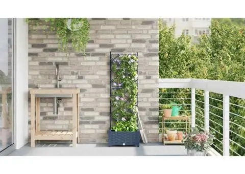 Jardinieră de grădină cu spalier, gri, 40x40x125.5 cm - 4/5