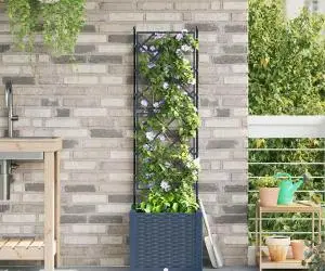 vidaXL Jardinieră de grădină cu spalier, gri, 40x40x143 cm