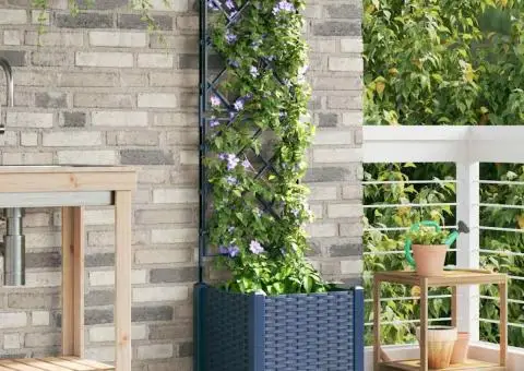 Jardinieră de grădină cu spalier, gri, 40x40x143 cm - 3/5