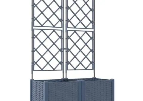 Jardiniere de grădină cu spalier, 2 buc., gri, 80x40x143 cm - 2/5