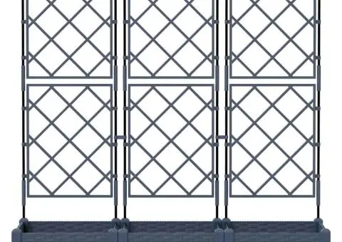 Jardiniere de grădină cu spalier, 3 buc., gri, 120x40x125,5 cm - 5/5