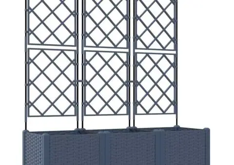 Jardiniere de grădină cu spalier, 3 buc., gri, 120x40x143 cm - 2/5