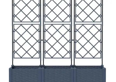 Jardiniere de grădină cu spalier, 3 buc., gri, 120x40x143 cm - 5/5