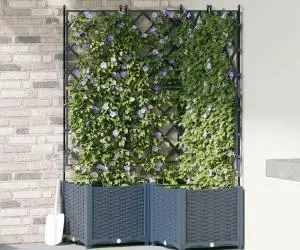 Jardiniere de grădină cu spalier, 3 buc., gri, 80x40x143 cm