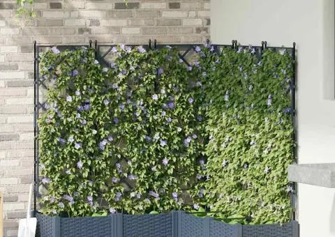 Jardiniere de grădină cu spalier, 5 buc., gri, 120x40x125,5 cm - 1/5