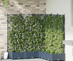 Jardiniere de grădină cu spalier, 5 buc., gri, 120x40x125,5 cm