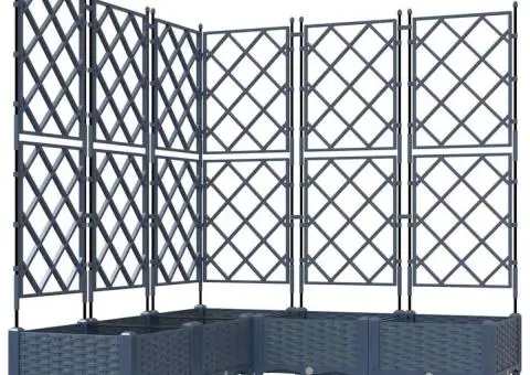 Jardiniere de grădină cu spalier, 5 buc., gri, 120x40x125,5 cm - 2/5