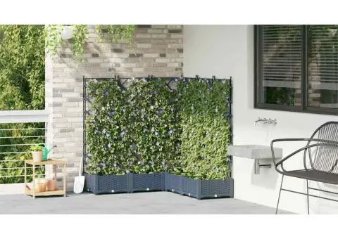 Jardiniere de grădină cu spalier, 5 buc., gri, 120x40x125,5 cm - 4/5