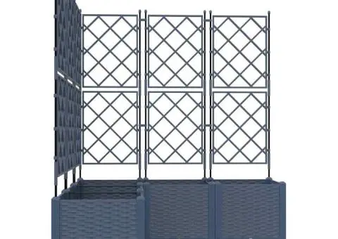 Jardiniere de grădină cu spalier, 5 buc., gri, 120x40x143 cm - 4/5