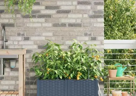 Vază pentru Grădină Basketweave cu depozitare Gri 40 x 40 x 126cm Plastic - 1/5