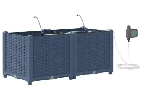 Vază pentru Grădină Basketweave cu depozitare Gri 40 x 40 x 126cm Plastic - 2/5