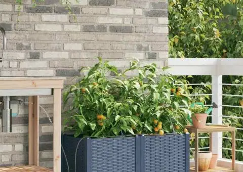 Vază pentru Grădină Basketweave cu depozitare Gri 40 x 40 x 126cm Plastic - 3/5