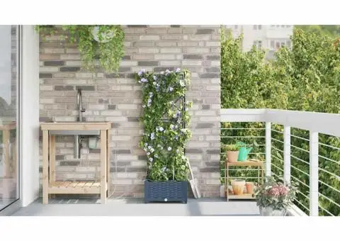 Vază pentru Grădină Zăbrele cu depozitare Gri 40 x 40 x 126cm Plastic - 4/5