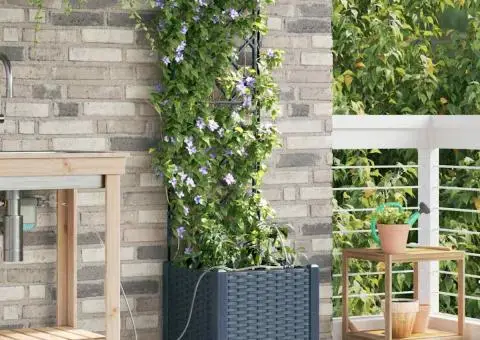 Ghivece de Grădină 1 buc Zăbrele Gri 40 x 40 x 142 cm Plastic - 1/5