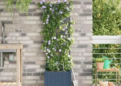 Ghivece de Grădină 1 buc Zăbrele Gri 40 x 40 x 142 cm Plastic - 3/5