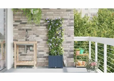 Ghivece de Grădină 1 buc Zăbrele Gri 40 x 40 x 142 cm Plastic - 4/5