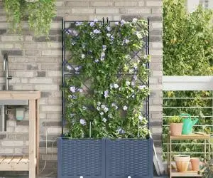 Ghivece de Grădină 1 buc Zăbrele Gri 80 x 40 x 142 cm Plastic