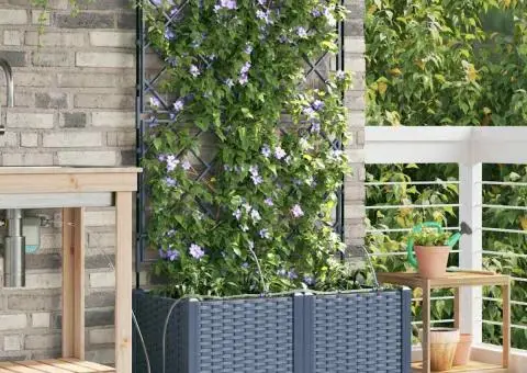 Ghivece de Grădină 1 buc Zăbrele Gri 80 x 40 x 142 cm Plastic - 3/5