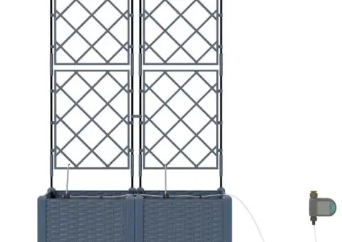 Ghivece de Grădină 1 buc Zăbrele Gri 80 x 40 x 142 cm Plastic - 5/5