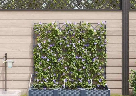 Ghivece de Grădină 1 buc Zăbrele Gri 120 x 40 x 126 cm Plastic - 1/5