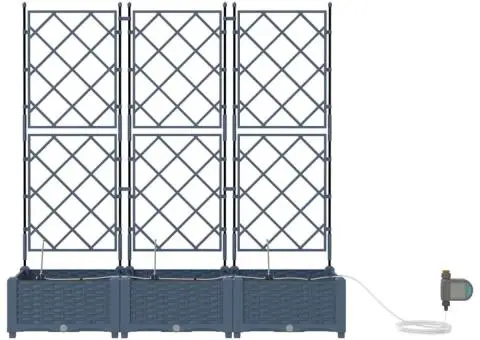 Ghivece de Grădină 1 buc Zăbrele Gri 120 x 40 x 126 cm Plastic - 5/5