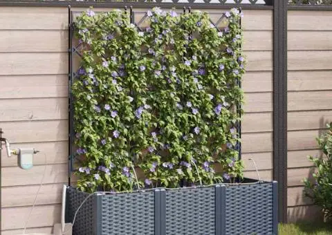 Ghivece de Grădină 1 buc Zăbrele Gri 120 x 40 x 142 cm Plastic - 3/5