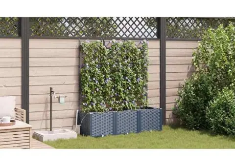 Ghivece de Grădină 1 buc Zăbrele Gri 120 x 40 x 142 cm Plastic - 4/5