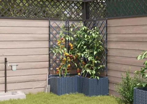 Ghivece de Grădină 1 buc Zăbrele Gri 80 x 80 x 142 cm Plastic - 1/5