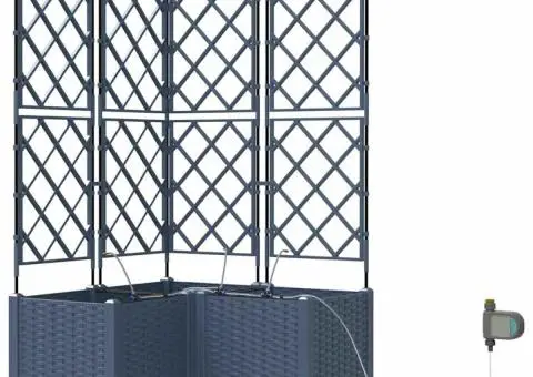 Ghivece de Grădină 1 buc Zăbrele Gri 80 x 80 x 142 cm Plastic - 2/5