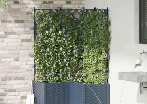 Ghivece de Grădină 1 buc Zăbrele Gri 80 x 80 x 142 cm Plastic - 3/5