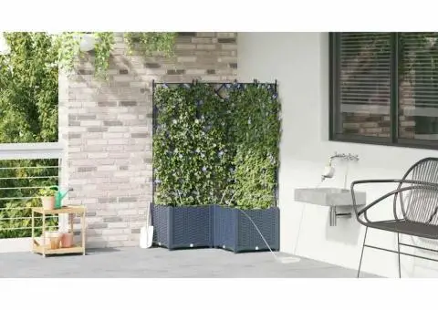 Ghivece de Grădină 1 buc Zăbrele Gri 80 x 80 x 142 cm Plastic - 4/5