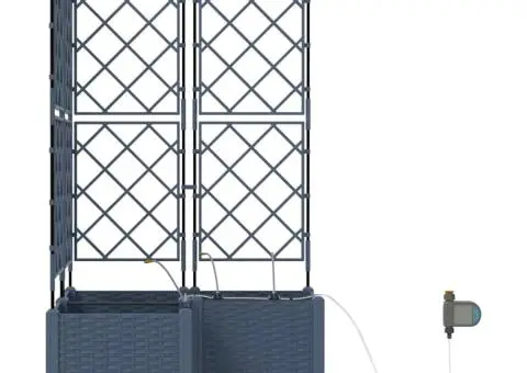 Ghivece de Grădină 1 buc Zăbrele Gri 80 x 80 x 142 cm Plastic - 5/5