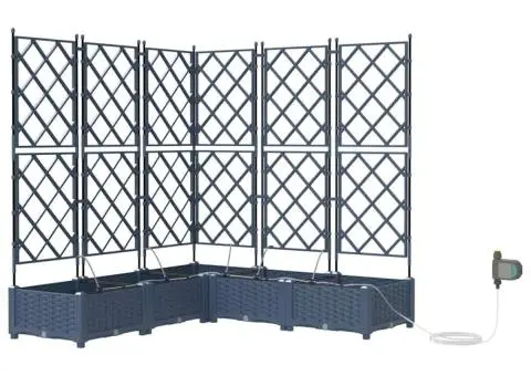 Ghivece de Grădină 1 buc Zăbrele Gri 120 x 120 x 126 cm Plastic - 2/5