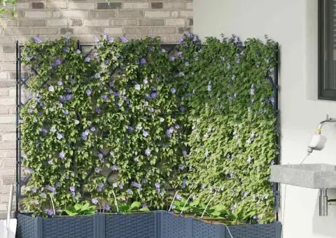 Ghivece de Grădină 1 buc Zăbrele Gri 120 x 120 x 126 cm Plastic - 3/5