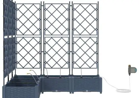 Ghivece de Grădină 1 buc Zăbrele Gri 120 x 120 x 126 cm Plastic - 5/5