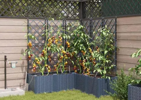 Ghivece de Grădină 1 buc Zăbrele Gri 120 x 120 x 142 cm Plastic - 1/5