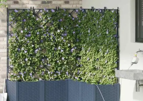 Ghivece de Grădină 1 buc Zăbrele Gri 120 x 120 x 142 cm Plastic - 3/5