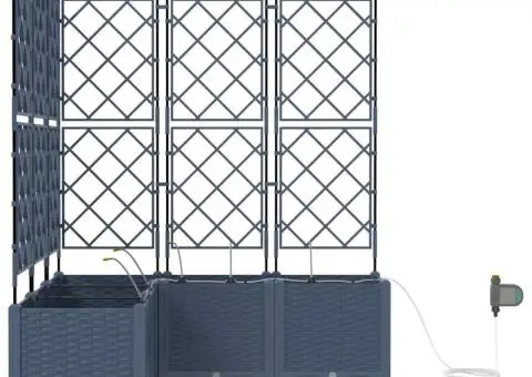 Ghivece de Grădină 1 buc Zăbrele Gri 120 x 120 x 142 cm Plastic - 4/5