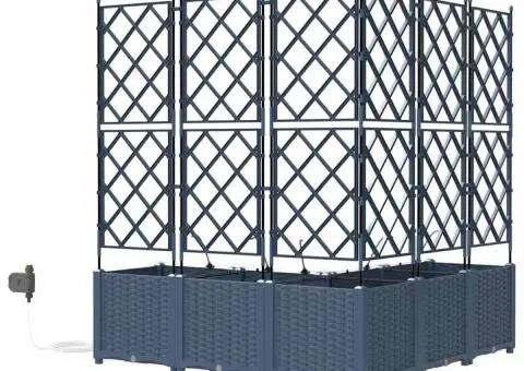 Ghivece de Grădină 1 buc Zăbrele Gri 120 x 120 x 142 cm Plastic - 5/5