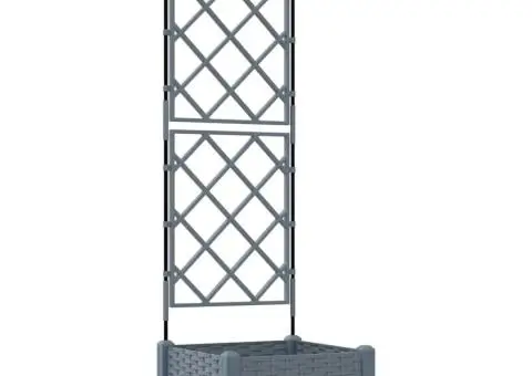 Jardinieră de grădină cu spalier, gri, 40x40x125,5 cm - 2/5