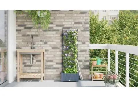 Jardinieră de grădină cu spalier, gri, 40x40x125,5 cm - 4/5