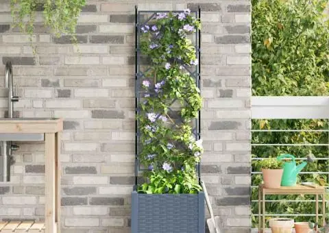 Jardinieră de grădină cu spalier, gri, 40x40x143 cm - 1/5