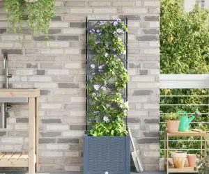 Jardinieră de grădină cu spalier, gri, 40x40x143 cm