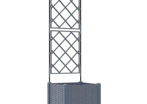 Jardinieră de grădină cu spalier, gri, 40x40x143 cm - 2/5